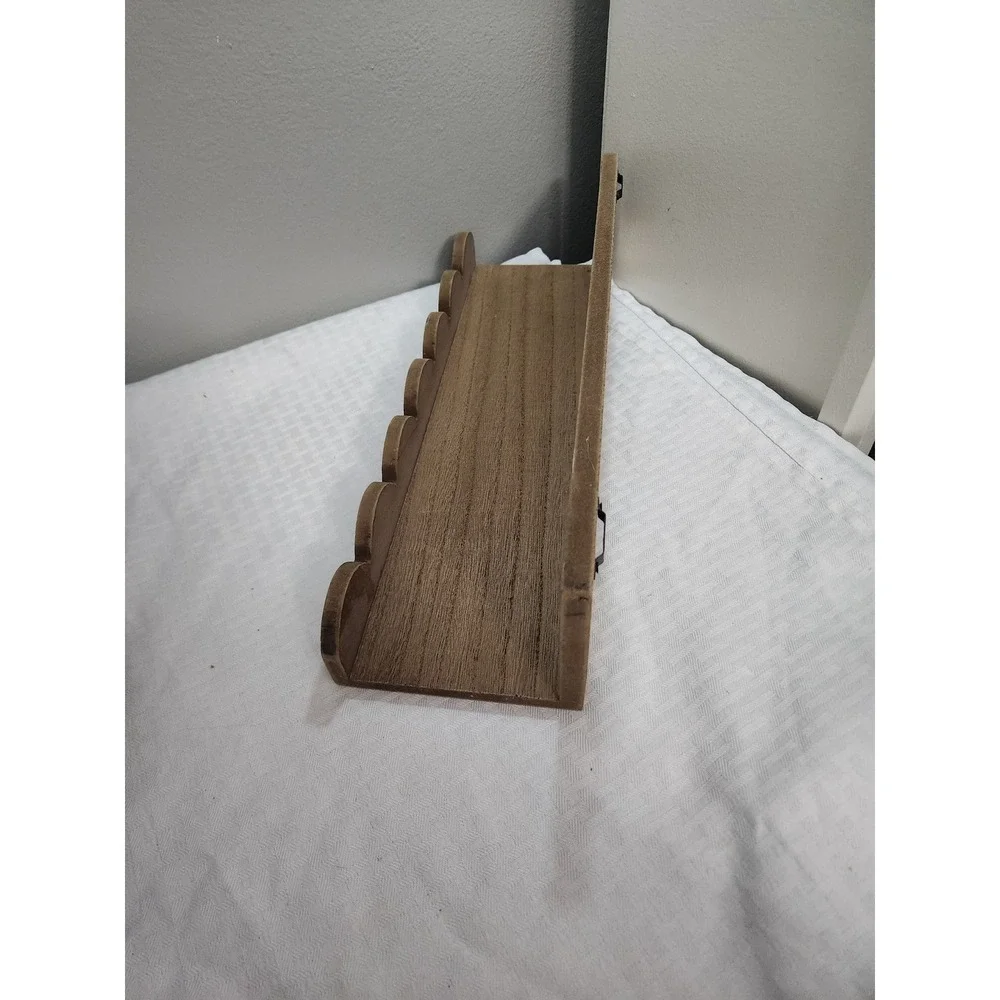 Rustic Brown Wood Scalloped Floating Wall Shelf Ledge 16 Inch Display Rack